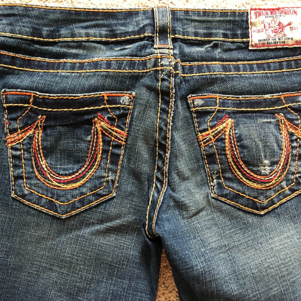 True Religion Rainbow Gina Jeans size 27 Like new